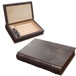 Novelist Leather Book Cigar Humidor Travel Case