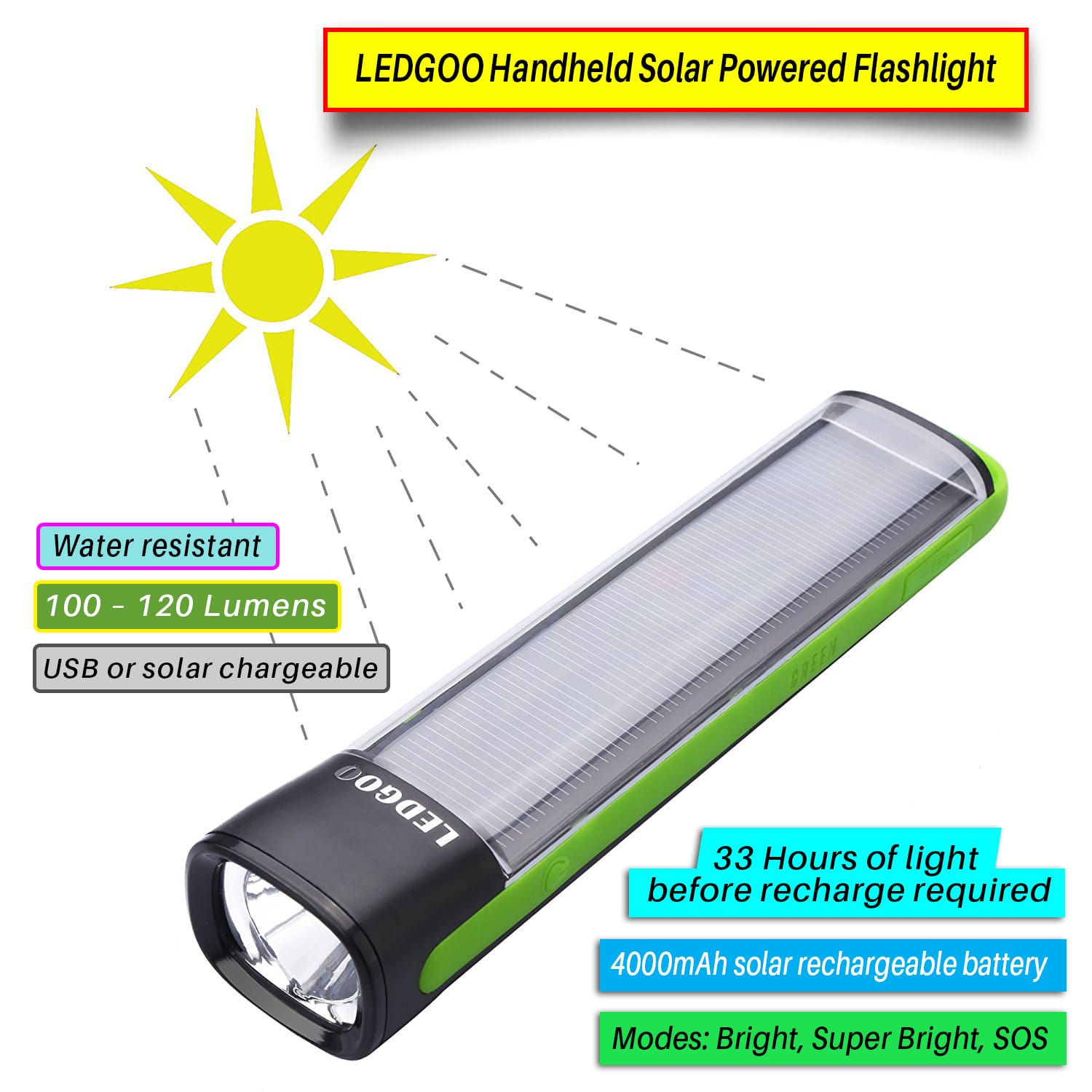 Solar Powered Flashlight For Camping