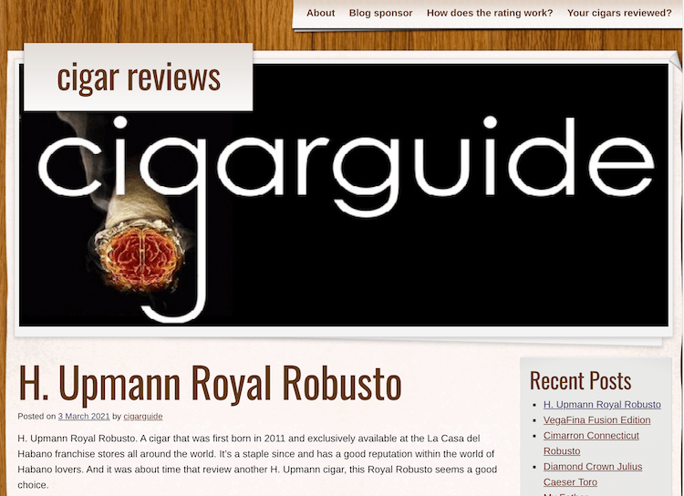 Cigar Guide website screenshot