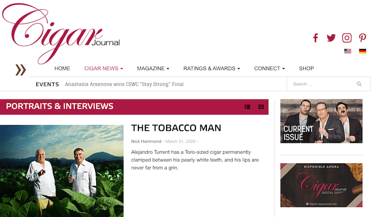 Cigar Journal website screenshot
